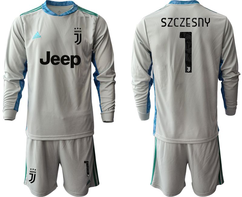 Men 2020-2021 club Juventus gray long sleeve goalkeeper #1 Soccer Jerseys->juventus jersey->Soccer Club Jersey